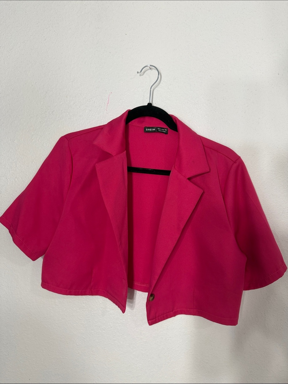 SHEIN Hot Pink Short Sleeve Cropped Blazer